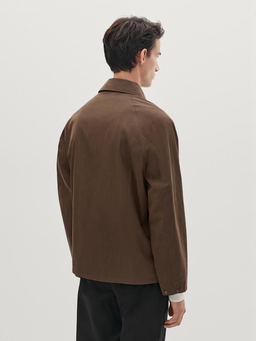 Massimo Dutti Cotton With Snap Buttons Men Jacket Brown | US-LH2716984