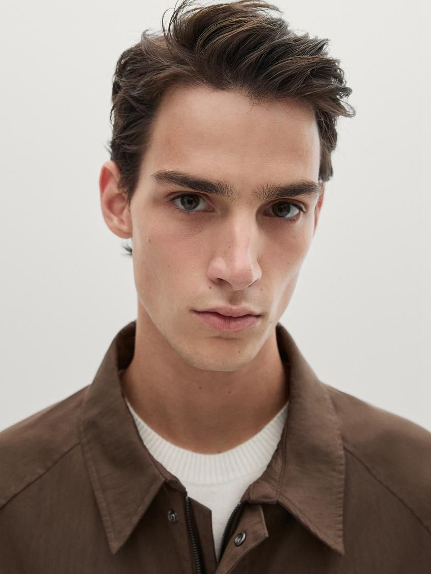 Massimo Dutti Cotton With Snap Buttons Men Jacket Brown | US-LH2716984