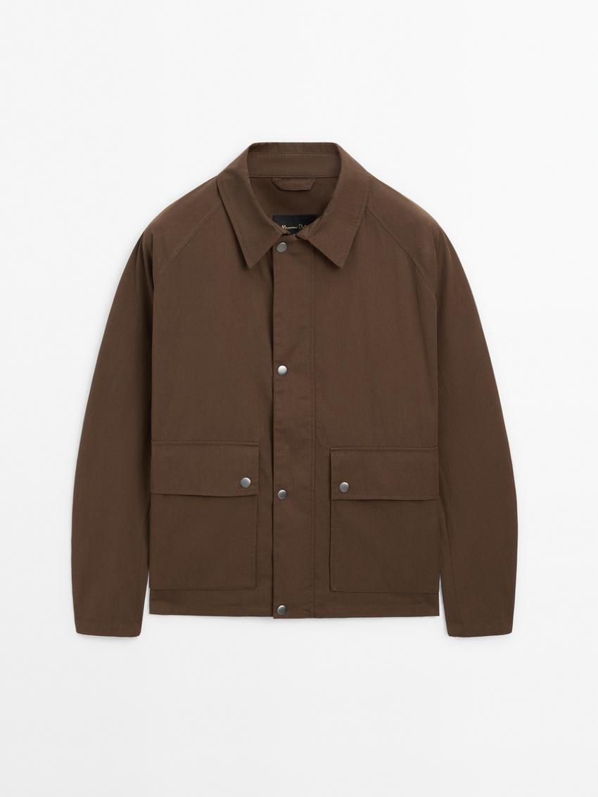Massimo Dutti Cotton With Snap Buttons Men Jacket Brown | US-LH2716984