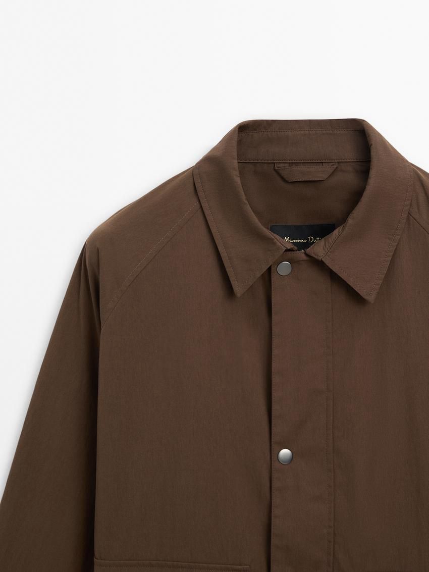 Massimo Dutti Cotton With Snap Buttons Men Jacket Brown | US-LH2716984