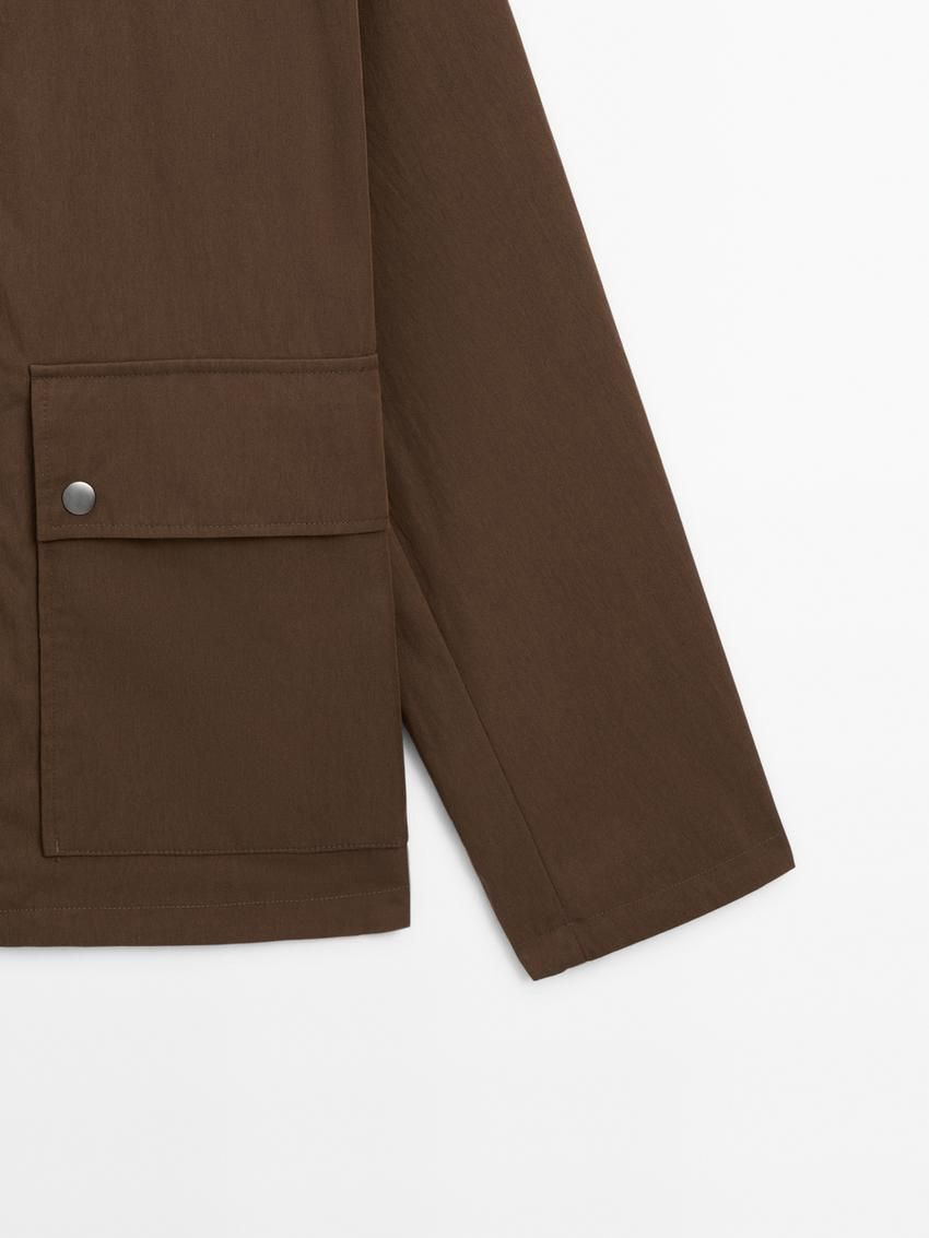 Massimo Dutti Cotton With Snap Buttons Men Jacket Brown | US-LH2716984