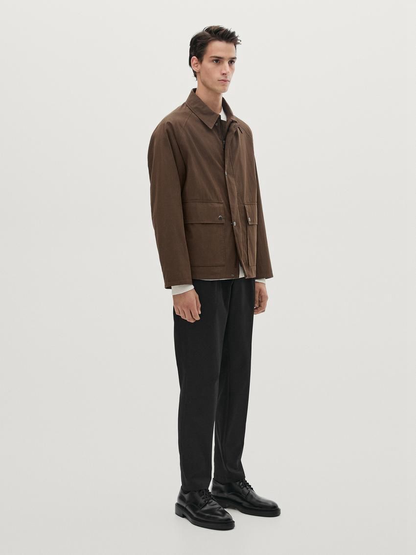 Massimo Dutti Cotton With Snap Buttons Men Jacket Brown | US-LH2716984
