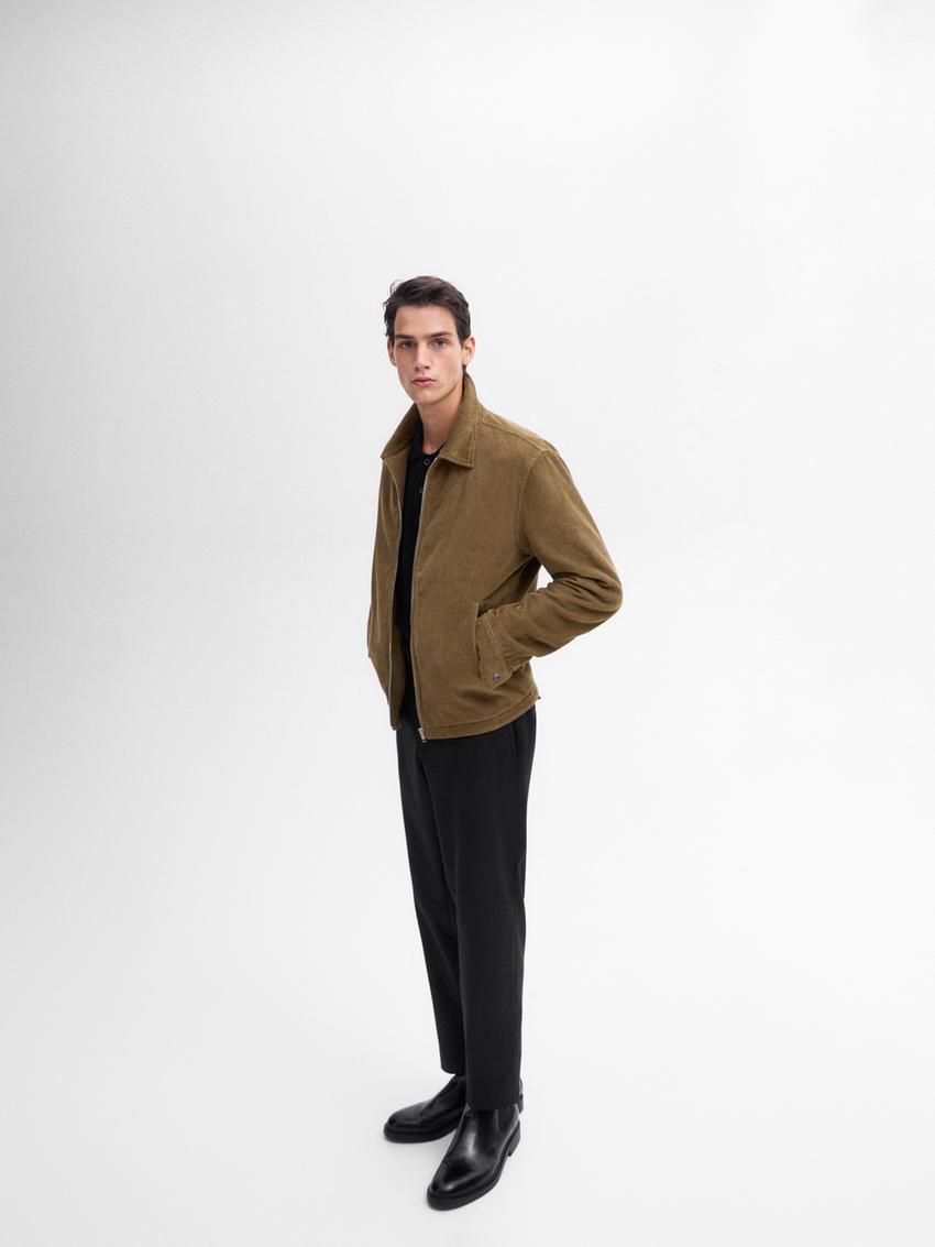 Massimo Dutti Cotton Zipper Detail Men Jacket Brown | US-PK5796814
