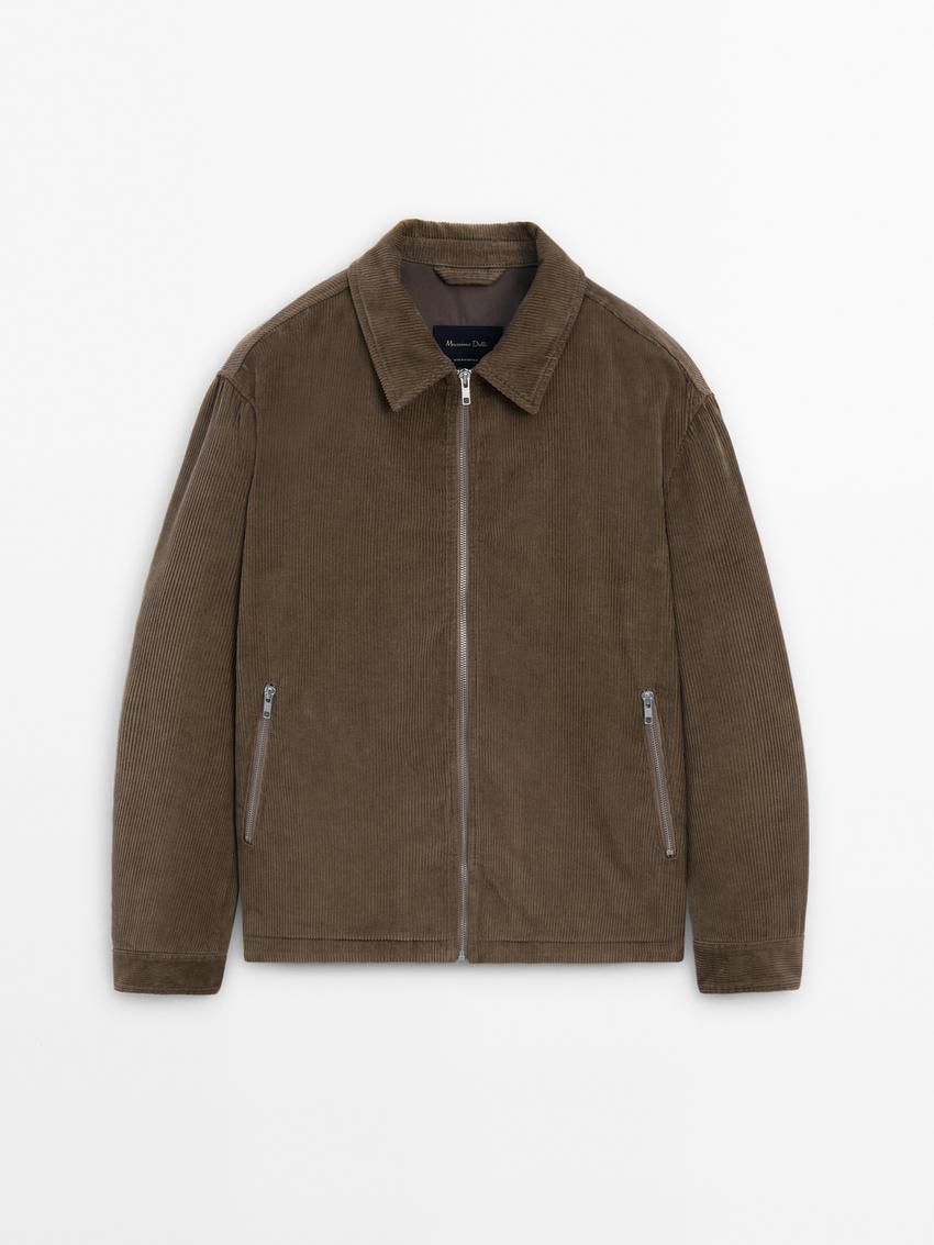 Massimo Dutti Cotton Zipper Detail Men Jacket Brown | US-PK5796814