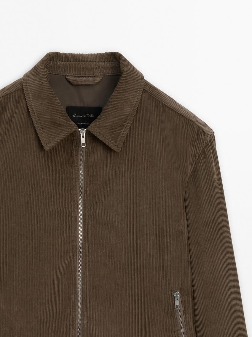Massimo Dutti Cotton Zipper Detail Men Jacket Brown | US-PK5796814