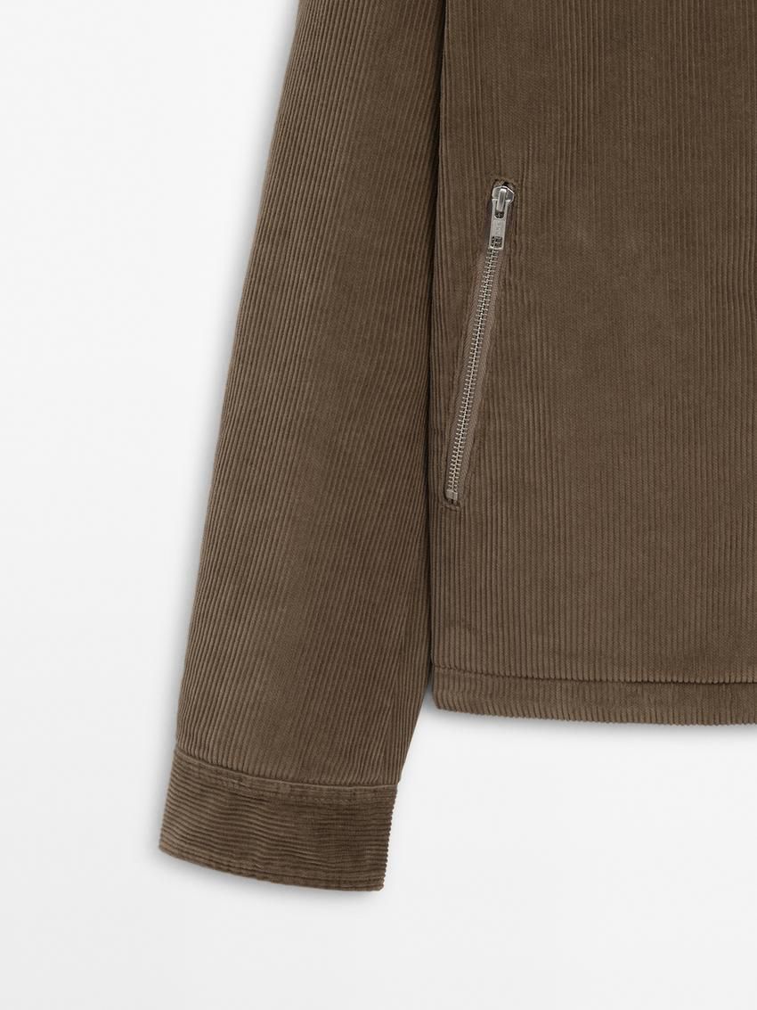 Massimo Dutti Cotton Zipper Detail Men Jacket Brown | US-PK5796814