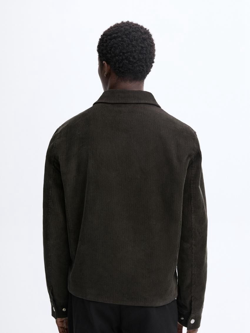 Massimo Dutti Cotton Zipper Detail Men Jacket Dark Olive | US-LJ7946531