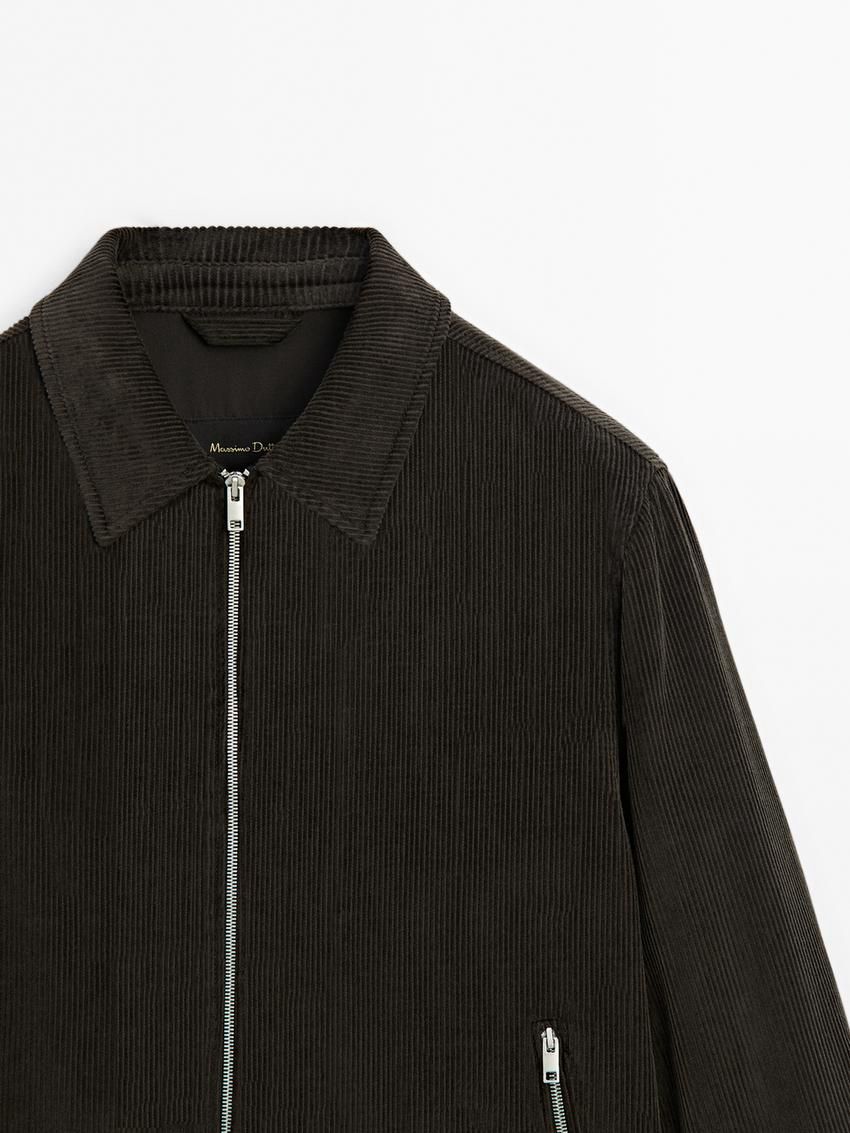Massimo Dutti Cotton Zipper Detail Men Jacket Dark Olive | US-LJ7946531