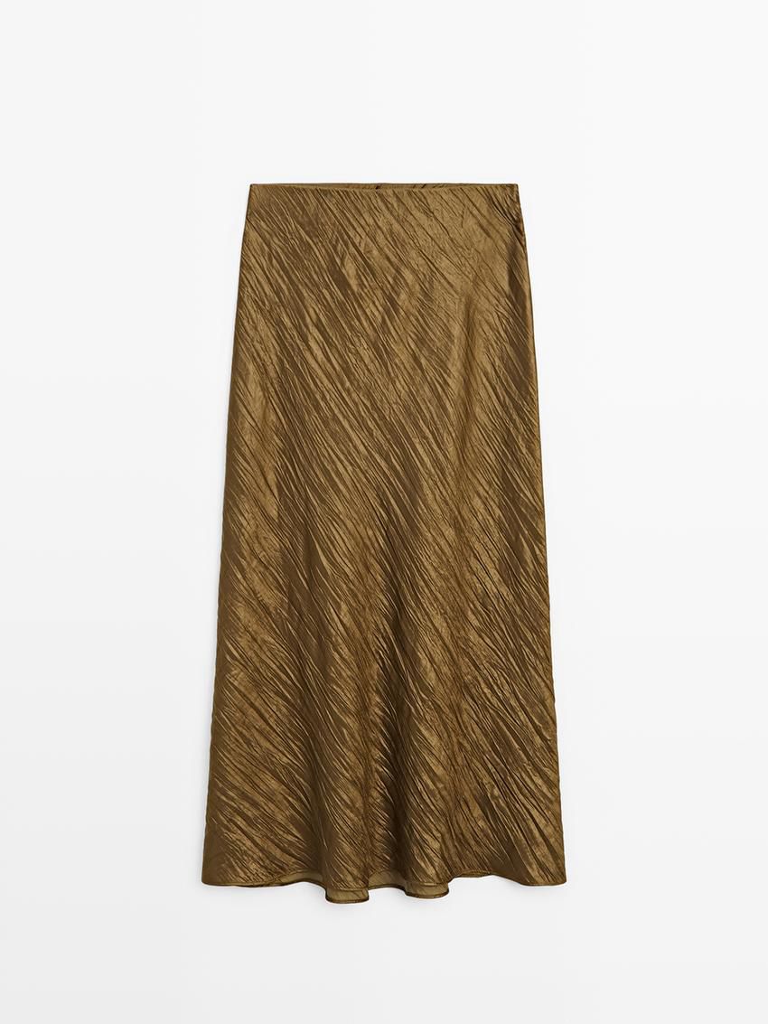 Massimo Dutti Creased-effect Pleated Women Skirts Metallic | US-QR9263451