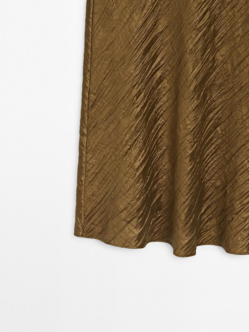 Massimo Dutti Creased-effect Pleated Women Skirts Metallic | US-QR9263451
