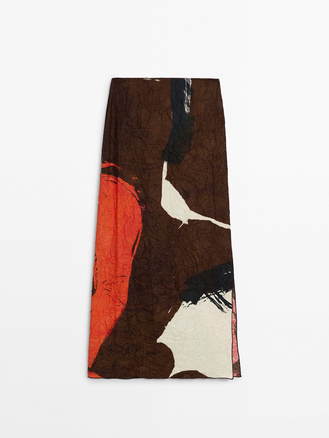 Massimo Dutti Creased-effect Printed Women Skirts Brown / Multicolor | US-XP9520876