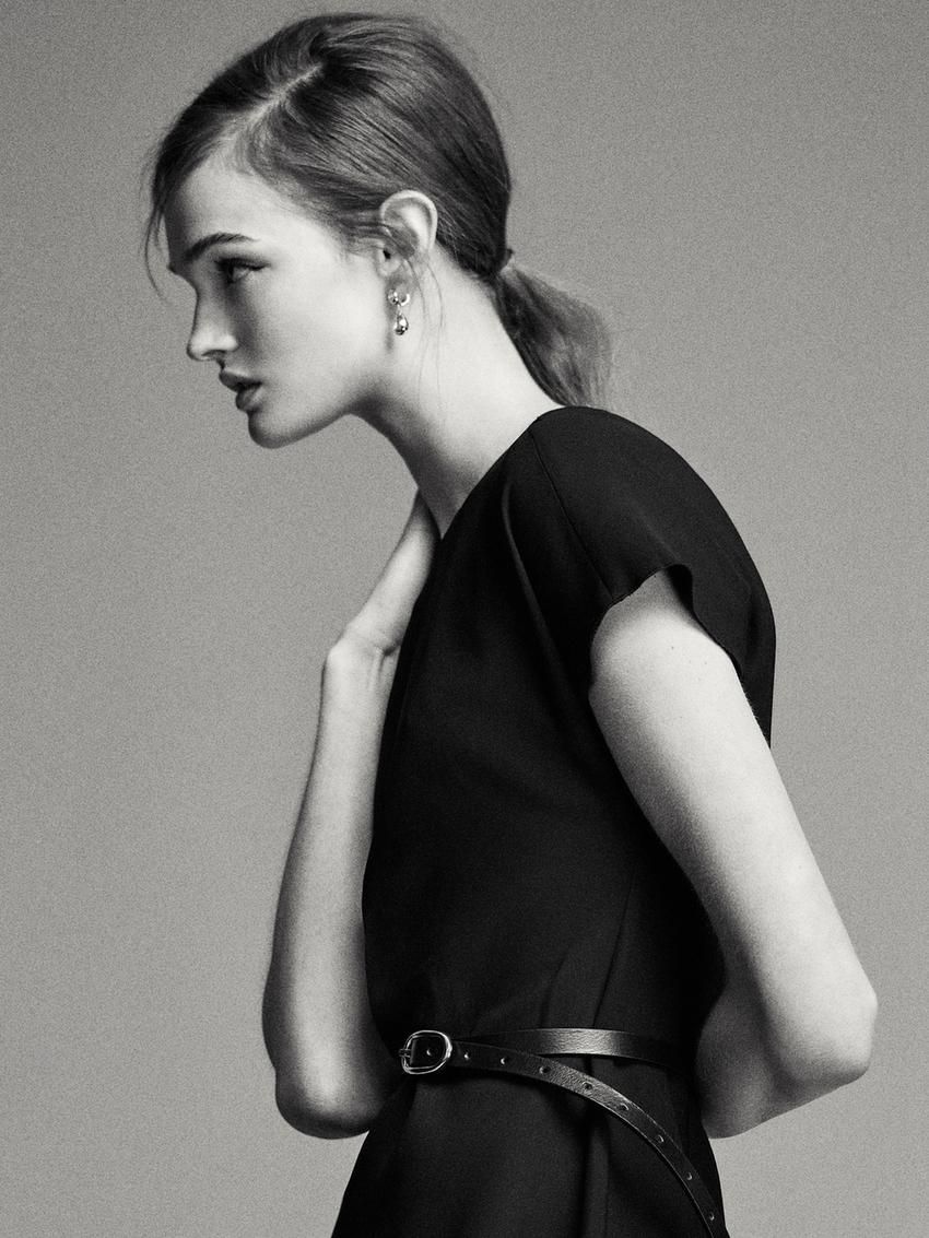 Massimo Dutti Crepe Midi Women Dress Black | US-MJ1536804