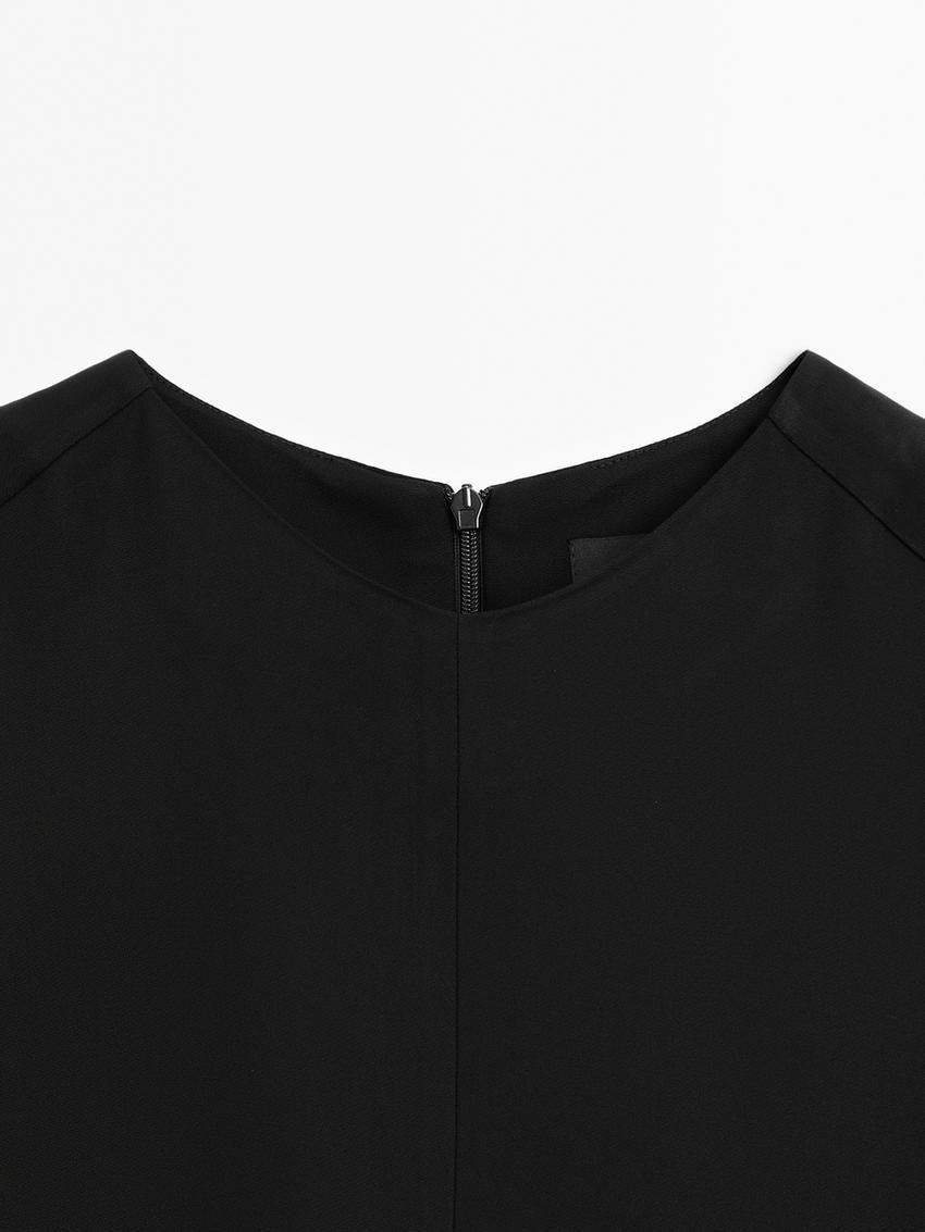 Massimo Dutti Crepe Midi Women Dress Black | US-MJ1536804