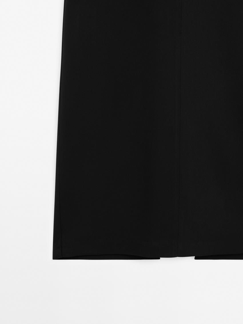 Massimo Dutti Crepe Midi Women Dress Black | US-MJ1536804
