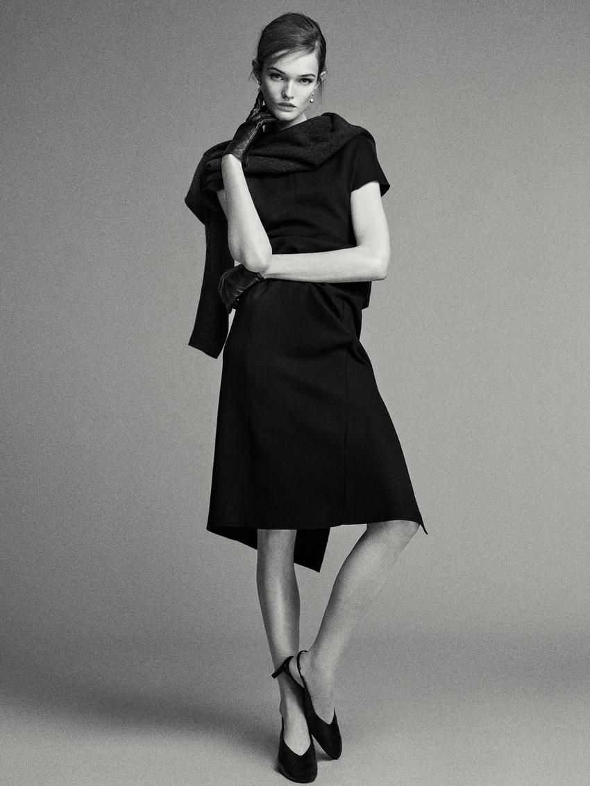 Massimo Dutti Crepe Midi Women Dress Black | US-MJ1536804