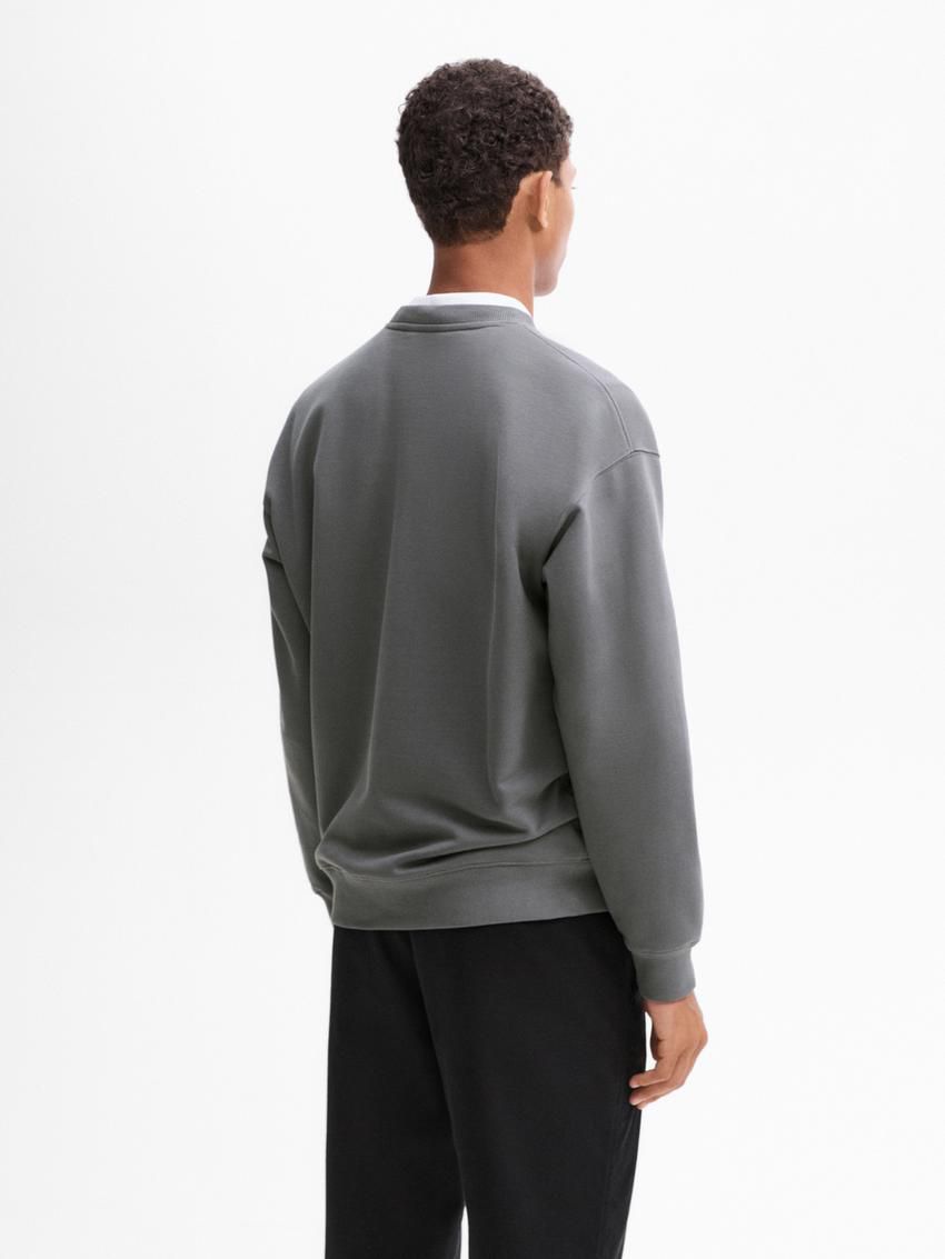Massimo Dutti Crew Neck Cotton Blend Men Sweatshirt Grey | US-YZ3425180