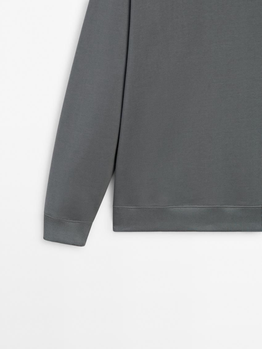 Massimo Dutti Crew Neck Cotton Blend Men Sweatshirt Grey | US-YZ3425180