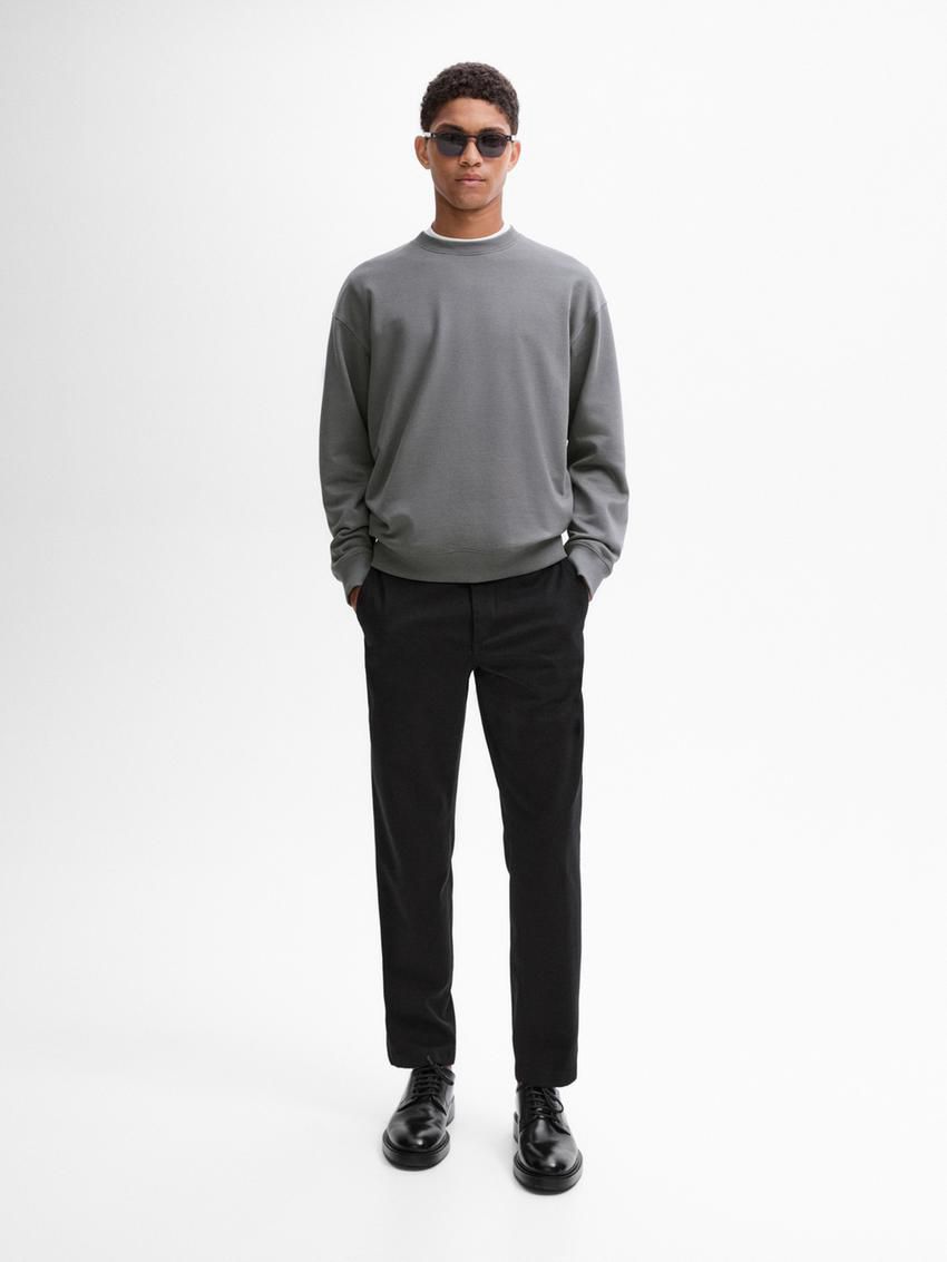 Massimo Dutti Crew Neck Cotton Blend Men Sweatshirt Grey | US-YZ3425180