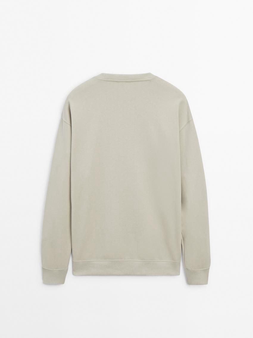 Massimo Dutti Crew Neck Cotton Blend Men Sweatshirt Light Green | US-TF8249631