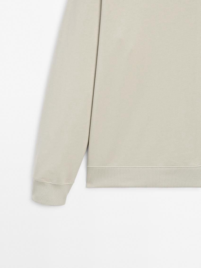 Massimo Dutti Crew Neck Cotton Blend Men Sweatshirt Light Green | US-TF8249631