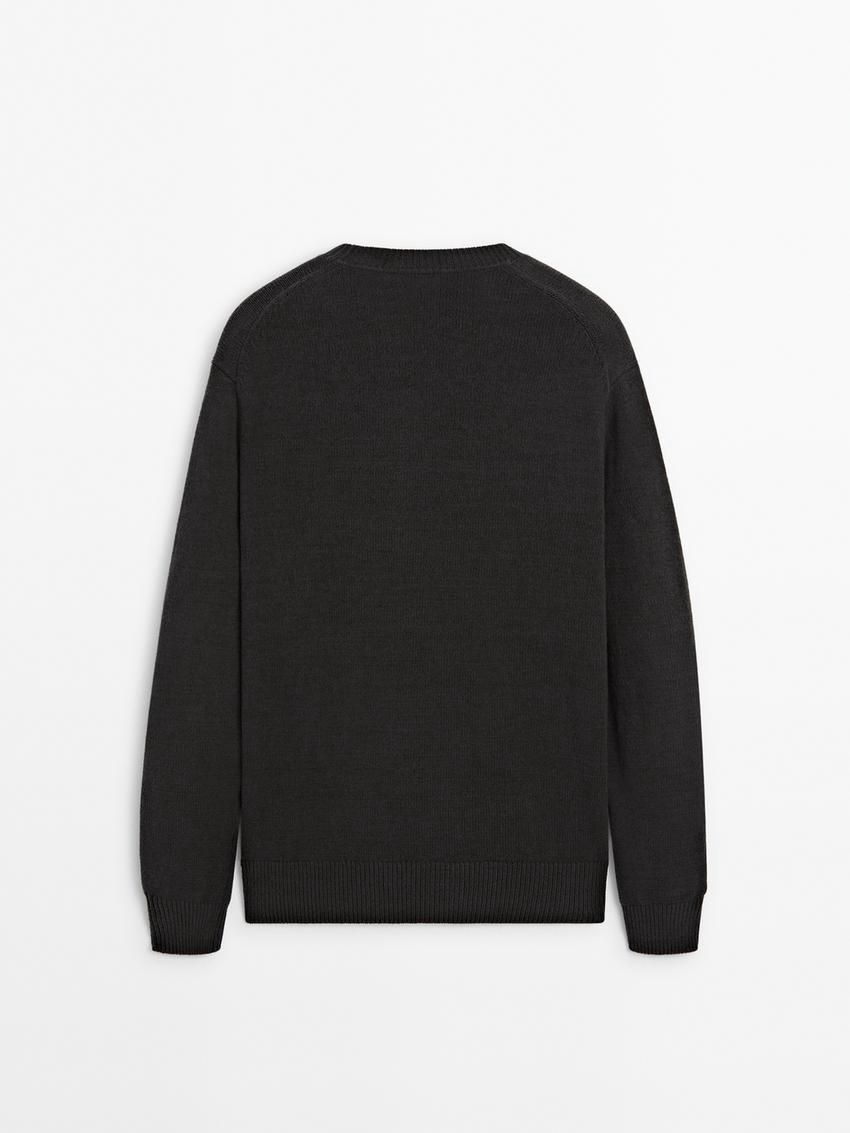 Massimo Dutti Crew Neck Knit Men Sweater Dark Grey | US-JG5942017