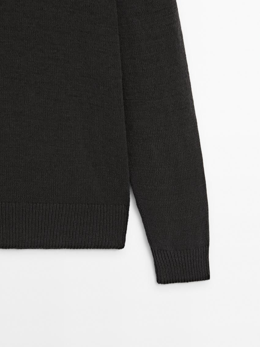Massimo Dutti Crew Neck Knit Men Sweater Dark Grey | US-JG5942017