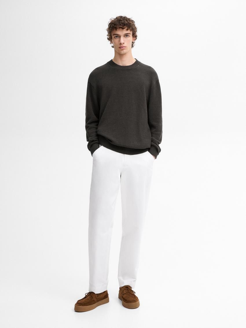 Massimo Dutti Crew Neck Knit Men Sweater Dark Grey | US-JG5942017