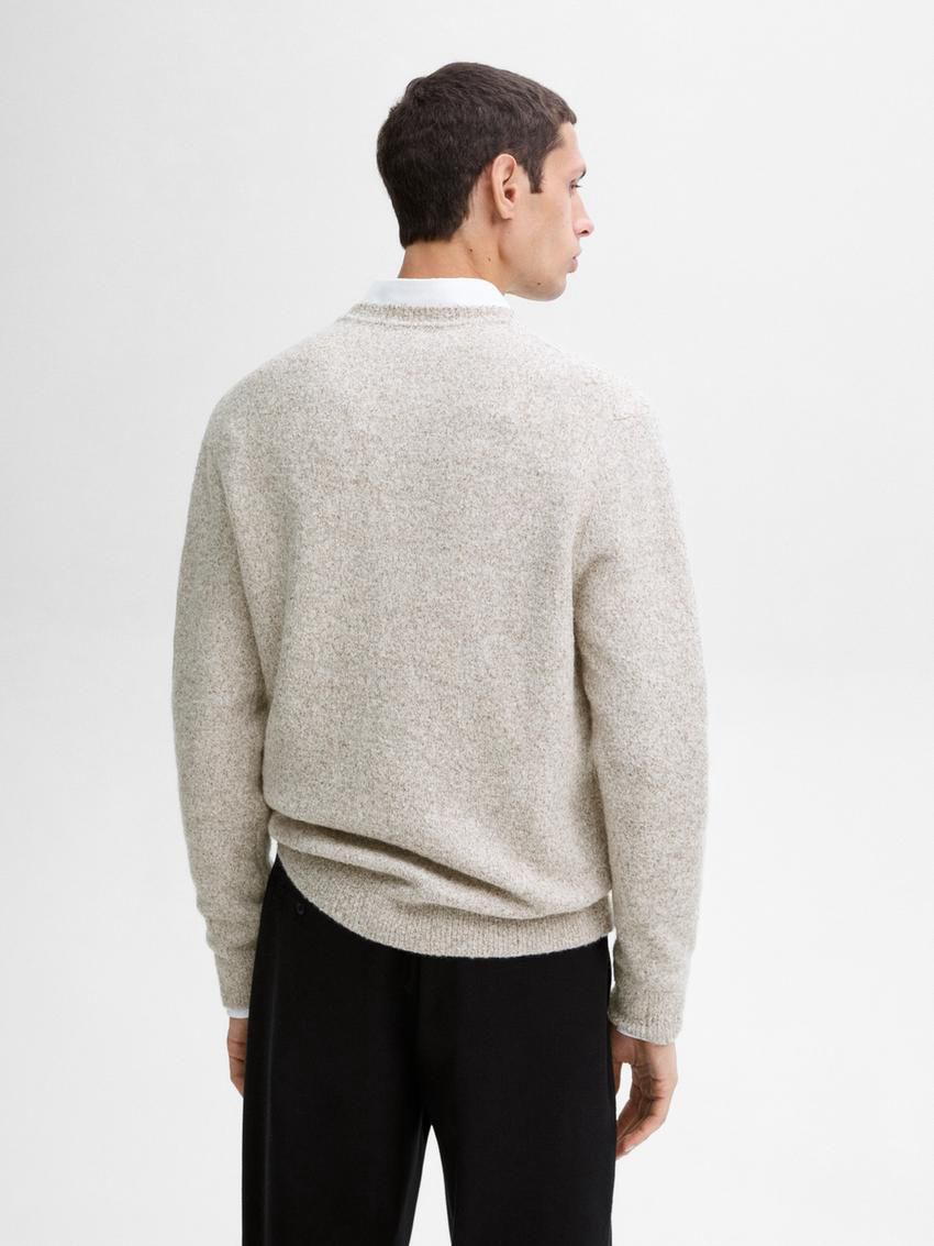 Massimo Dutti Crew Neck Knit Men Sweater Beige | US-QF9548137