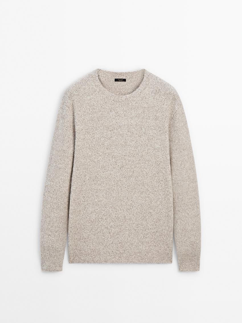 Massimo Dutti Crew Neck Knit Men Sweater Beige | US-QF9548137