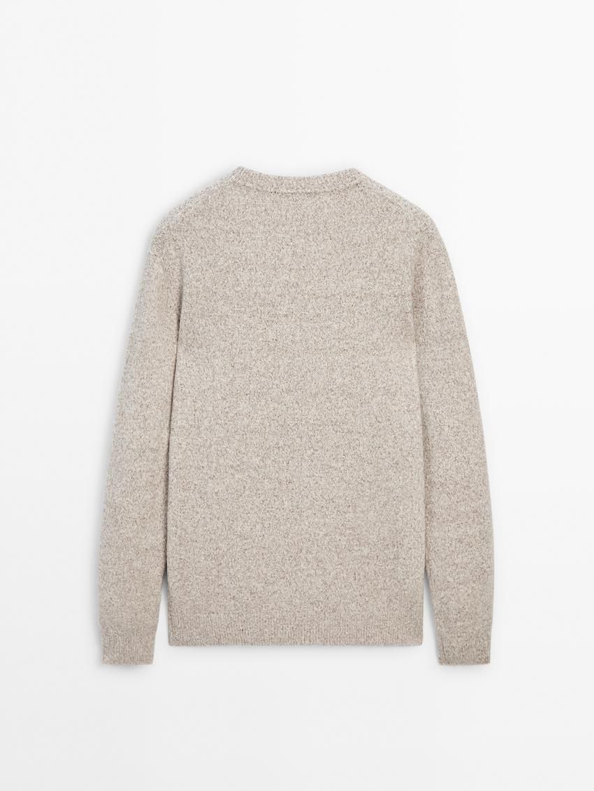 Massimo Dutti Crew Neck Knit Men Sweater Beige | US-QF9548137