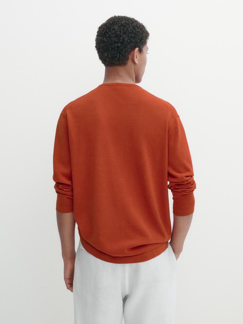 Massimo Dutti Crew Neck Knit Men Sweater Coral | US-OZ6175234