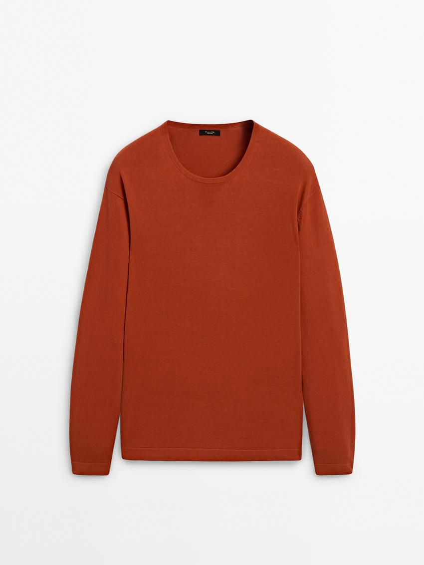 Massimo Dutti Crew Neck Knit Men Sweater Coral | US-OZ6175234