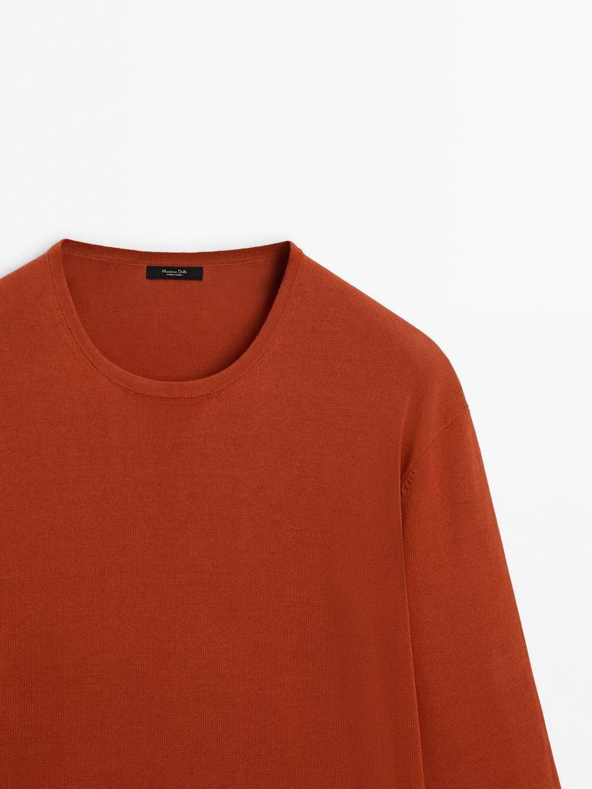 Massimo Dutti Crew Neck Knit Men Sweater Coral | US-OZ6175234