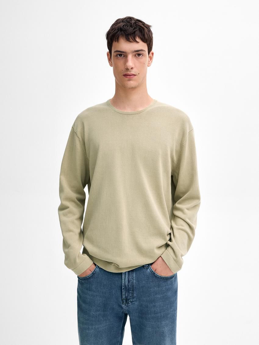 Massimo Dutti Crew Neck Knit Men Sweater Light Green | US-EY1703569