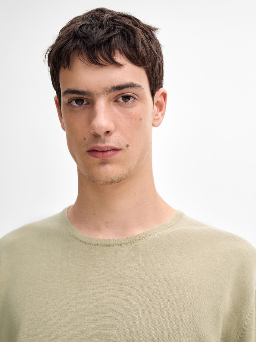 Massimo Dutti Crew Neck Knit Men Sweater Light Green | US-EY1703569