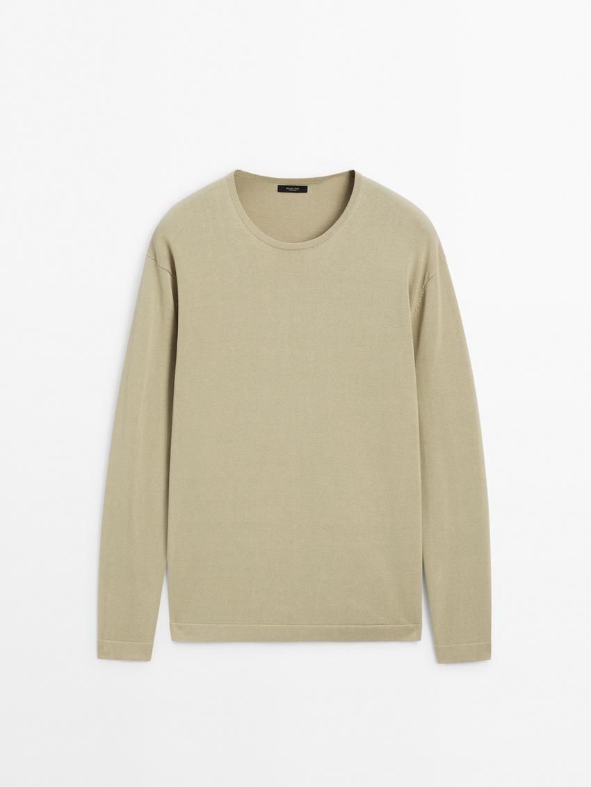 Massimo Dutti Crew Neck Knit Men Sweater Light Green | US-EY1703569