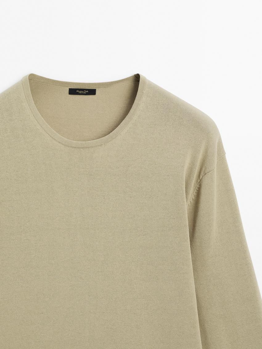 Massimo Dutti Crew Neck Knit Men Sweater Light Green | US-EY1703569