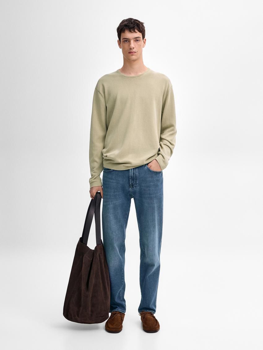 Massimo Dutti Crew Neck Knit Men Sweater Light Green | US-EY1703569