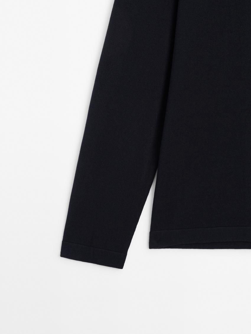 Massimo Dutti Crew Neck Knit Men Sweater Navy | US-KF5763812