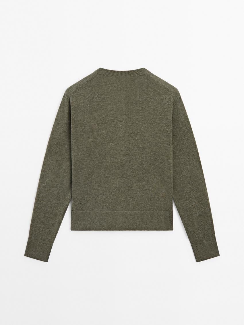 Massimo Dutti Crew Neck Knit Women Cardigan Green | US-BR1523608