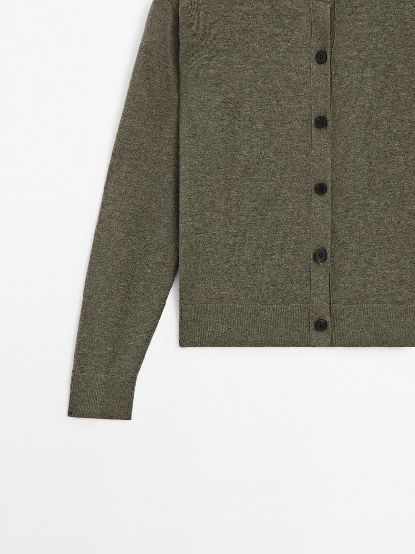 Massimo Dutti Crew Neck Knit Women Cardigan Green | US-BR1523608