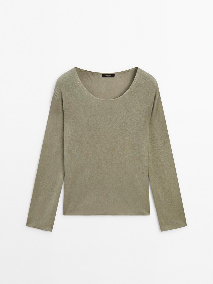 Massimo Dutti Crew Neck Knit Women Sweater Light Green | US-SA4075862