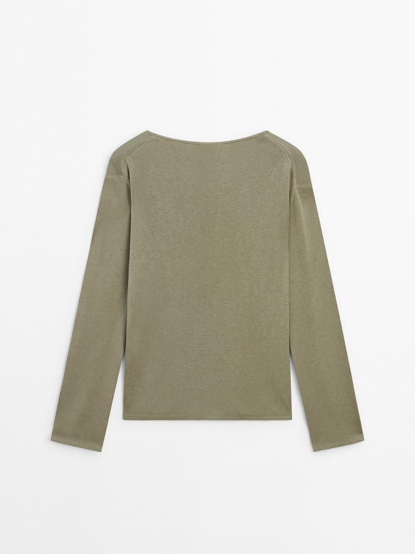 Massimo Dutti Crew Neck Knit Women Sweater Light Green | US-SA4075862