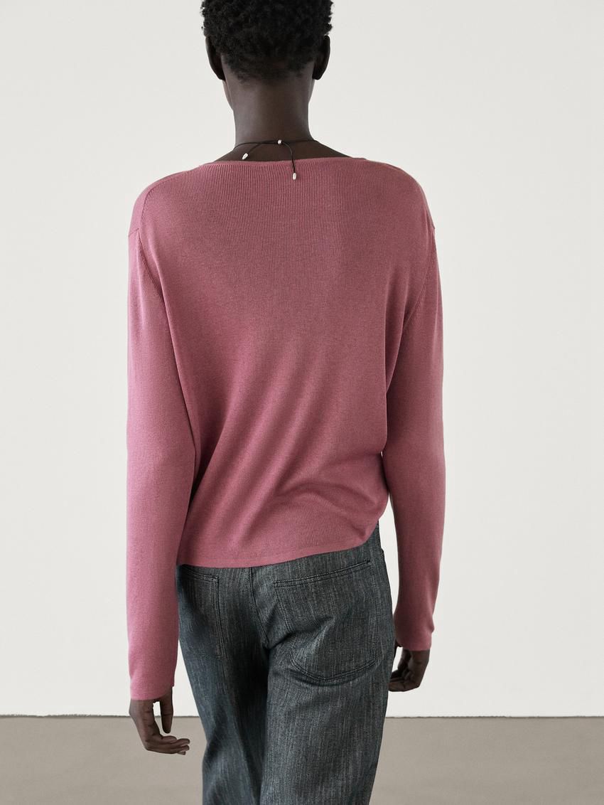 Massimo Dutti Crew Neck Knit Women Sweater Pink | US-AW2849067
