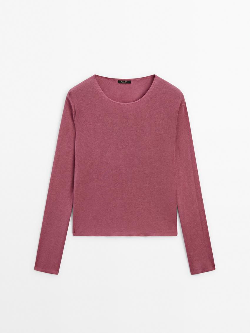 Massimo Dutti Crew Neck Knit Women Sweater Pink | US-AW2849067