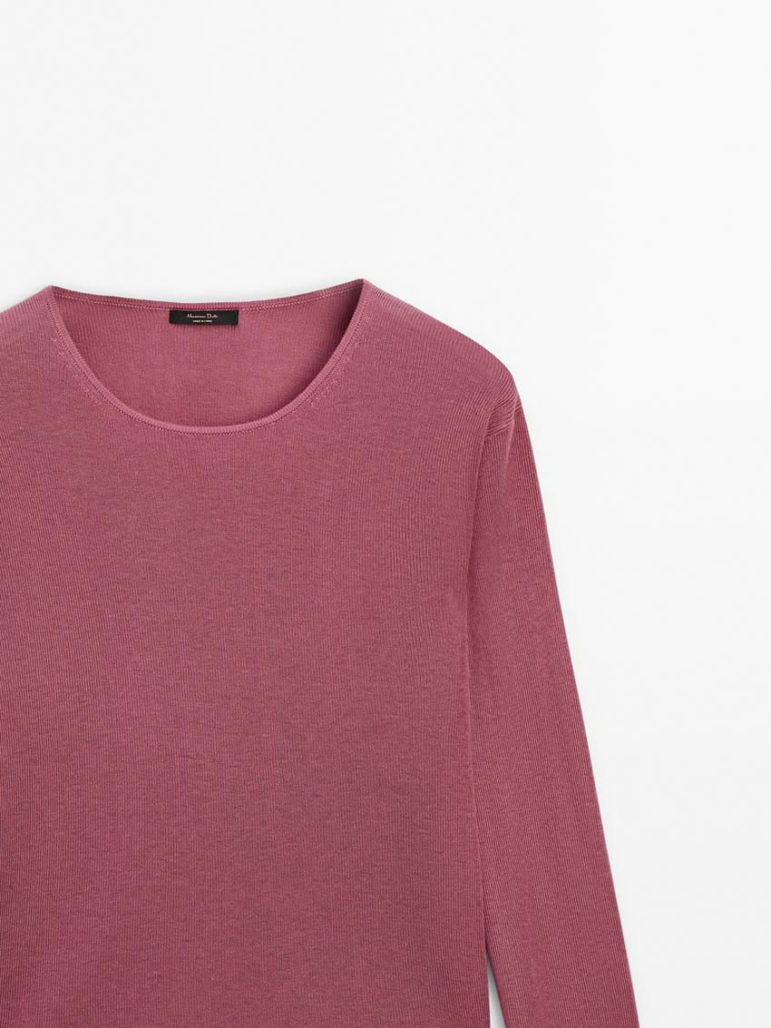 Massimo Dutti Crew Neck Knit Women Sweater Pink | US-AW2849067