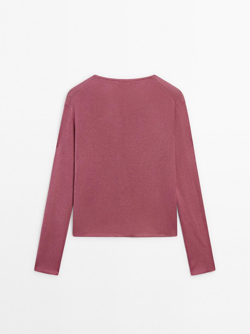 Massimo Dutti Crew Neck Knit Women Sweater Pink | US-AW2849067