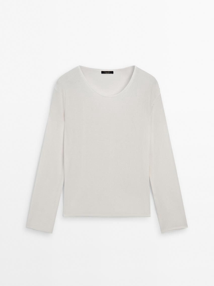 Massimo Dutti Crew Neck Knit Women Sweater Cream | US-LJ5168732