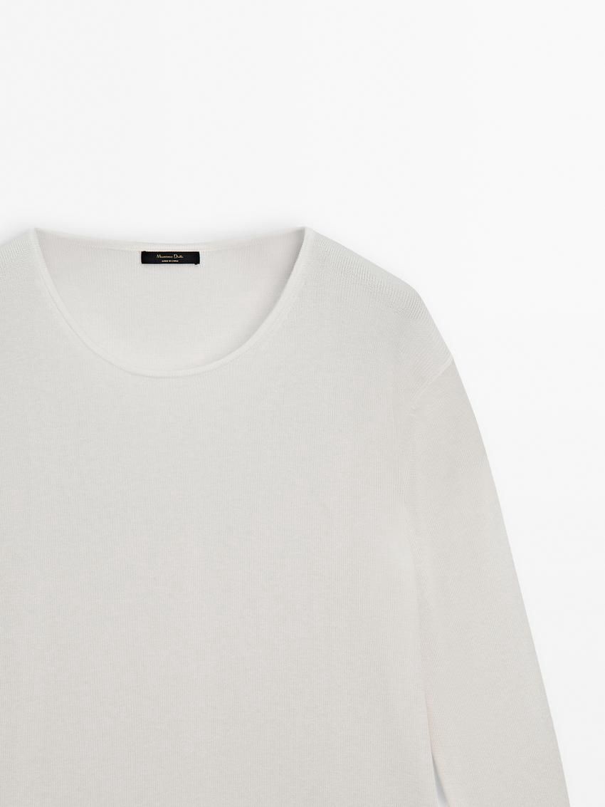 Massimo Dutti Crew Neck Knit Women Sweater Cream | US-LJ5168732
