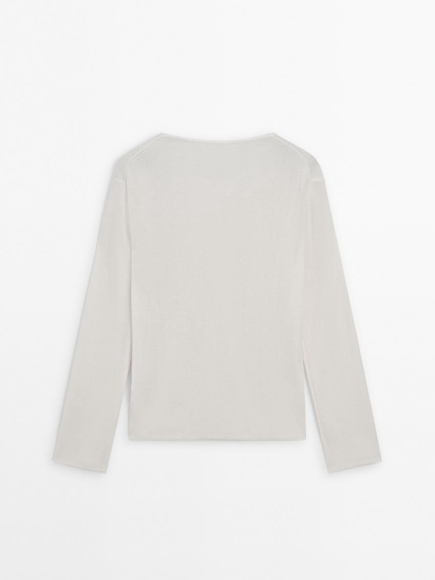 Massimo Dutti Crew Neck Knit Women Sweater Cream | US-LJ5168732